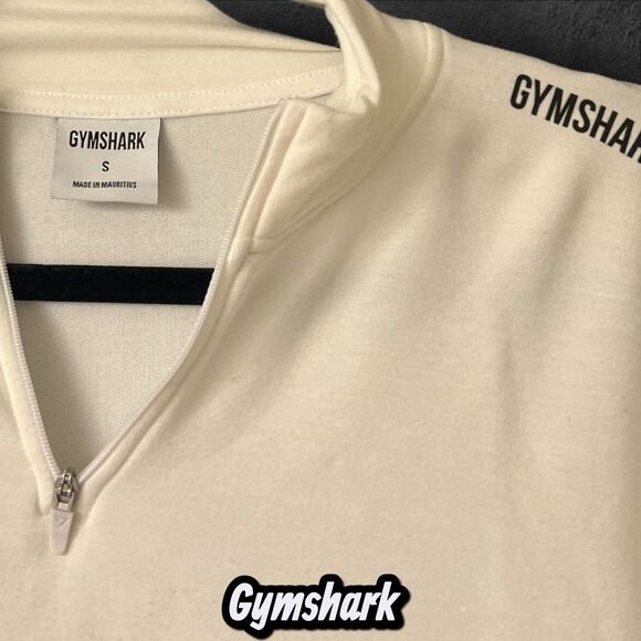 Preowned Gymshark Cropped Half-Zip Sweatshirt – Off White – Small - Picture 3 of 9